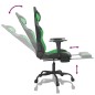 vidaXL Silla gaming con reposapiés cuero sintético negro verde vidaXL Silla gaming con reposapiés cuero sintético negro verde