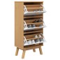 vidaXL Zapatero OLDEN madera maciza pino blanco y marrón 55x35x120 cm vidaXL Zapatero OLDEN madera maciza pino blanco y marrón 55x35x120 cm