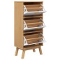 vidaXL Zapatero OLDEN madera maciza pino blanco y marrón 55x35x120 cm vidaXL Zapatero OLDEN madera maciza pino blanco y marrón 55x35x120 cm