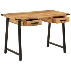 vidaXL Escritorio con cajones madera mango maciza y hierro 105x55x70cm