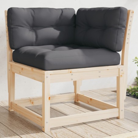 vidaXL Sofá esquinero de jardín con cojines madera de pino 73x73x78 cm 