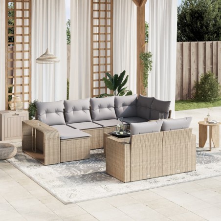 vidaXL Set de sofás de jardín 11pzas con cojines ratán sintético beige