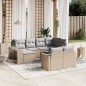 vidaXL Set de sofás de jardín 11pzas con cojines ratán sintético beige vidaXL Set de sofás de jardín 11pzas con cojines ratán sintético beige