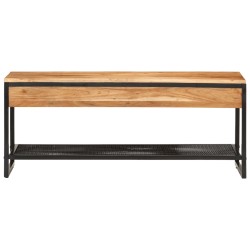 vidaXL Banco zapatero de madera maciza de acacia y hierro 110x35x45 cm