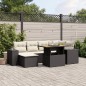 vidaXL Set de comedor de jardín 7 pzas y cojines ratán sintético negro