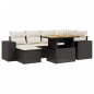 vidaXL Set de comedor de jardín 7 pzas y cojines ratán sintético negro