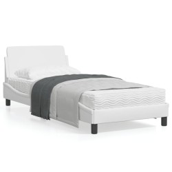 vidaXL Estructura de cama con cabecero cuero sintético blanco 90x190cm