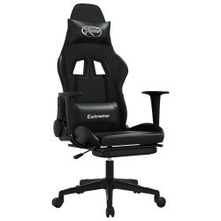 vidaXL Silla gaming con reposapiés cuero sintético negro