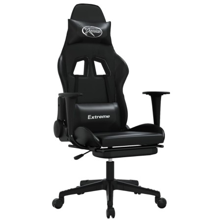 vidaXL Silla gaming con reposapiés cuero sintético negro