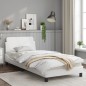 vidaXL Estructura de cama con cabecero cuero sintético blanco 90x190cm vidaXL Estructura de cama con cabecero cuero sintético blanco 90x190cm