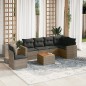 vidaXL Set de sofás de jardín 7 piezas con cojines ratán PE gris vidaXL Set de sofás de jardín 7 piezas con cojines ratán PE gris
