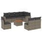 vidaXL Set de muebles de jardín 9 pzas y cojines ratán sintético gris