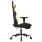 vidaXL Silla gaming con reposapiés tela negro y amarillo vidaXL Silla gaming con reposapiés tela negro y amarillo