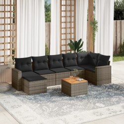 vidaXL Set de sofás de jardín 8 pzas y cojines ratán sintético gris