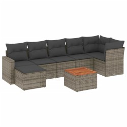vidaXL Set de sofás de jardín 8 pzas y cojines ratán sintético gris