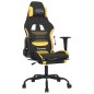vidaXL Silla gaming con reposapiés tela negro y amarillo vidaXL Silla gaming con reposapiés tela negro y amarillo