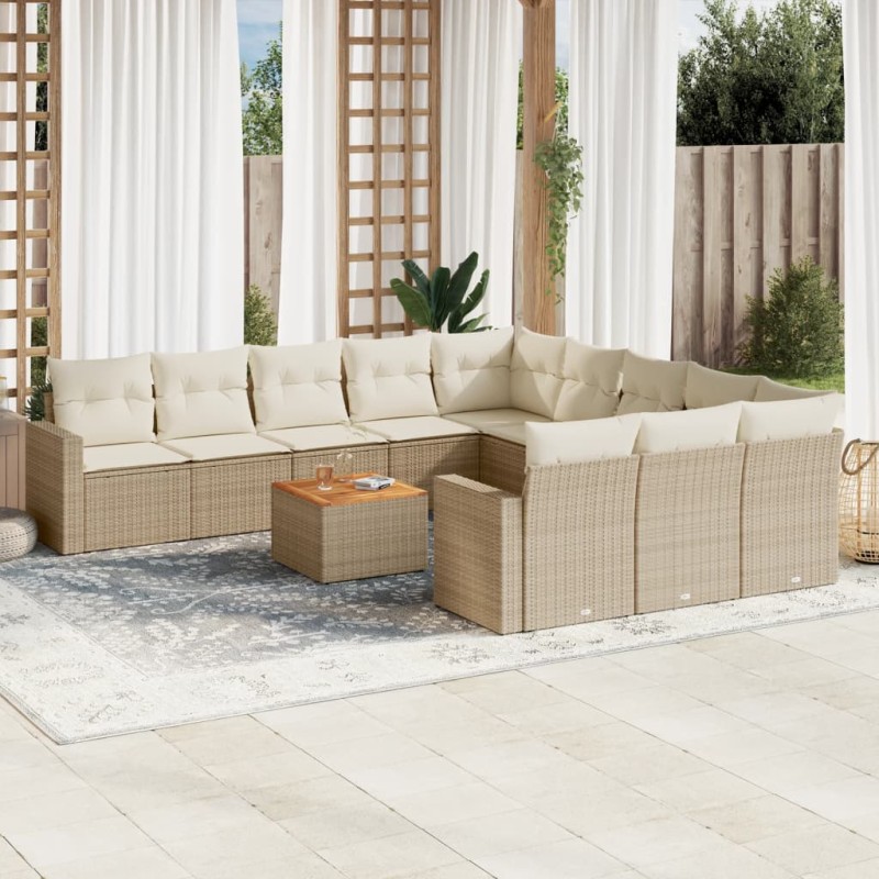 vidaXL Set de sofás de jardín 12 pzas y cojines ratán sintético marrón vidaXL Set de sofás de jardín 12 pzas y cojines ratán sintético marrón
