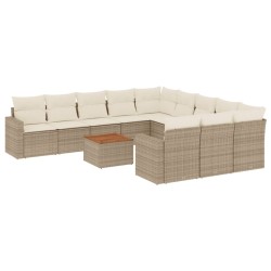 vidaXL Set de sofás de jardín 12 pzas y cojines ratán sintético marrón