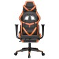 vidaXL Silla gaming con reposapiés cuero sintético negro naranja vidaXL Silla gaming con reposapiés cuero sintético negro naranja