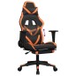 vidaXL Silla gaming con reposapiés cuero sintético negro naranja vidaXL Silla gaming con reposapiés cuero sintético negro naranja