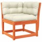 vidaXL Sofá esquinero jardín y cojines madera pino marrón 73x73x78 cm