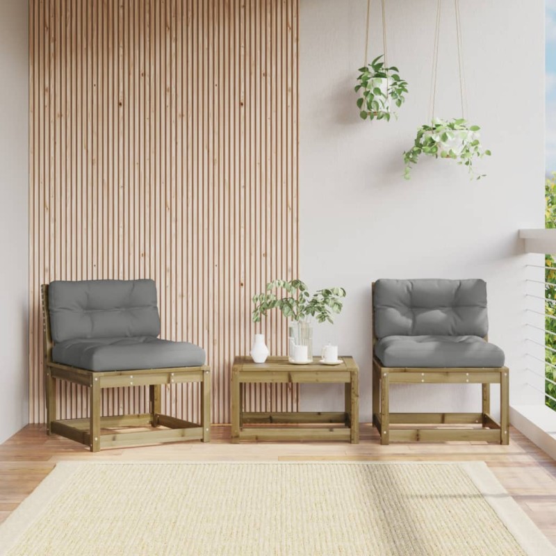 vidaXL Sofás de jardín con cojines 2 uds madera impregnada de pino vidaXL Sofás de jardín con cojines 2 uds madera impregnada de pino