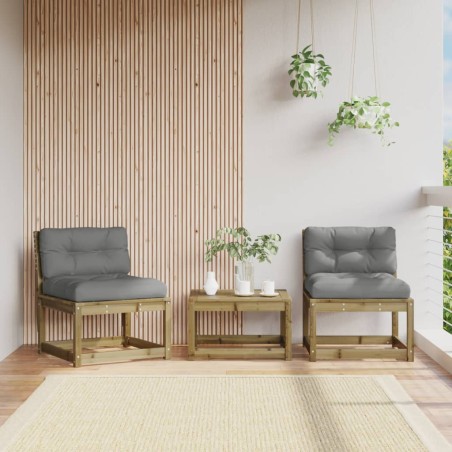 vidaXL Sofás de jardín con cojines 2 uds madera impregnada de pino