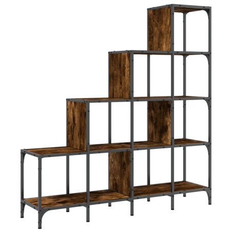 vidaXL Estantería madera ingeniería y metal roble ahumado 122x30x132cm