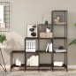 vidaXL Estantería madera ingeniería y metal roble ahumado 122x30x132cm vidaXL Estantería madera ingeniería y metal roble ahumado 122x30x132cm