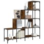 vidaXL Estantería madera ingeniería y metal roble ahumado 122x30x132cm vidaXL Estantería madera ingeniería y metal roble ahumado 122x30x132cm
