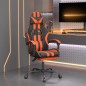vidaXL Silla gaming con reposapiés cuero sintético negro naranja vidaXL Silla gaming con reposapiés cuero sintético negro naranja