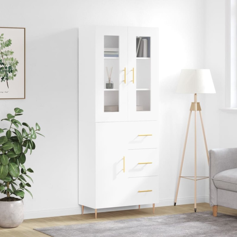 vidaXL Aparador alto madera contrachapada blanco 69,5x34x180 cm vidaXL Aparador alto madera contrachapada blanco 69,5x34x180 cm