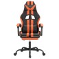 vidaXL Silla gaming con reposapiés cuero sintético negro naranja vidaXL Silla gaming con reposapiés cuero sintético negro naranja