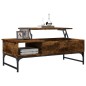 vidaXL Mesa de centro madera ingeniería metal roble humo 100x50x35 cm vidaXL Mesa de centro madera ingeniería metal roble humo 100x50x35 cm