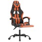 vidaXL Silla gaming con reposapiés cuero sintético negro naranja vidaXL Silla gaming con reposapiés cuero sintético negro naranja