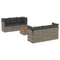 vidaXL Set de sofás de jardín 7 piezas con cojines ratán PE gris vidaXL Set de sofás de jardín 7 piezas con cojines ratán PE gris