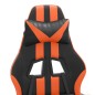 vidaXL Silla gaming con reposapiés cuero sintético negro naranja vidaXL Silla gaming con reposapiés cuero sintético negro naranja