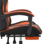 vidaXL Silla gaming con reposapiés cuero sintético negro naranja vidaXL Silla gaming con reposapiés cuero sintético negro naranja