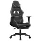 vidaXL Silla gaming con reposapiés cuero sintético negro gris vidaXL Silla gaming con reposapiés cuero sintético negro gris