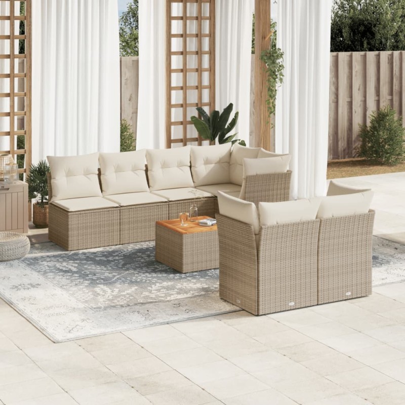 vidaXL Juego de sofás jardín con cojines 6 pzas ratán sintético beige vidaXL Juego de sofás jardín con cojines 6 pzas ratán sintético beige