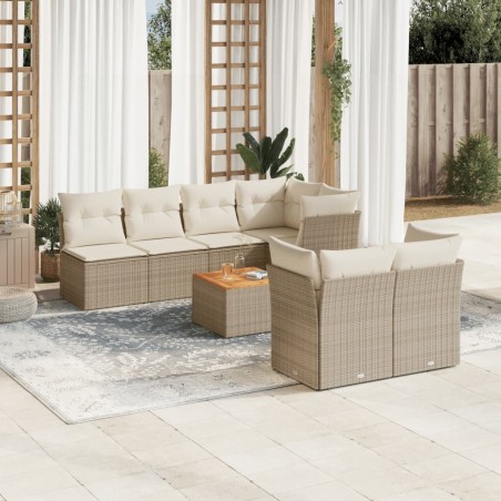 vidaXL Juego de sofás jardín con cojines 6 pzas ratán sintético beige