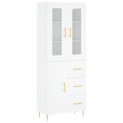vidaXL Aparador alto madera contrachapada blanco 69,5x34x180 cm