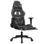 vidaXL Silla gaming con reposapiés cuero sintético negro gris vidaXL Silla gaming con reposapiés cuero sintético negro gris