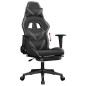 vidaXL Silla gaming con reposapiés cuero sintético negro gris vidaXL Silla gaming con reposapiés cuero sintético negro gris