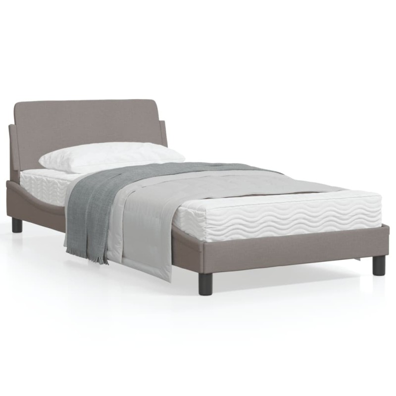 vidaXL Estructura de cama con cabecero de tela gris taupe 100x200 cm vidaXL Estructura de cama con cabecero de tela gris taupe 100x200 cm