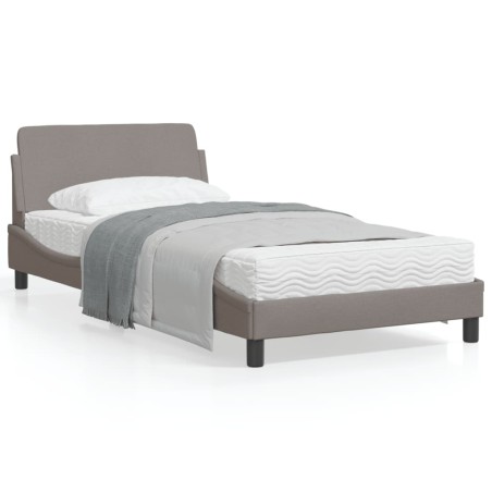 vidaXL Estructura de cama con cabecero de tela gris taupe 100x200 cm