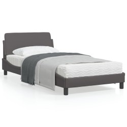 vidaXL Estructura de cama con cabecero cuero sintético gris 100x200 cm