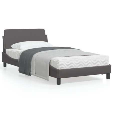 vidaXL Estructura de cama con cabecero cuero sintético gris 100x200 cm