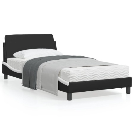 vidaXL Estructura de cama con cabecero cuero sintético negro y blanco