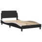 vidaXL Estructura de cama con cabecero cuero sintético negro y blanco vidaXL Estructura de cama con cabecero cuero sintético negro y blanco
